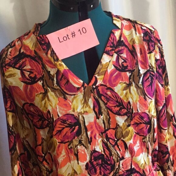 NWOT long sleeved lightweight dress in bold colors in size 12 by WORTHINGTON - Picture 4 of 13